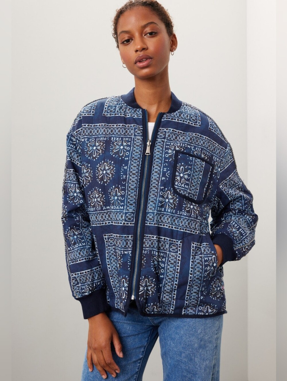 Scotch & Soda Women's Reversible Printed Bomber Jacket